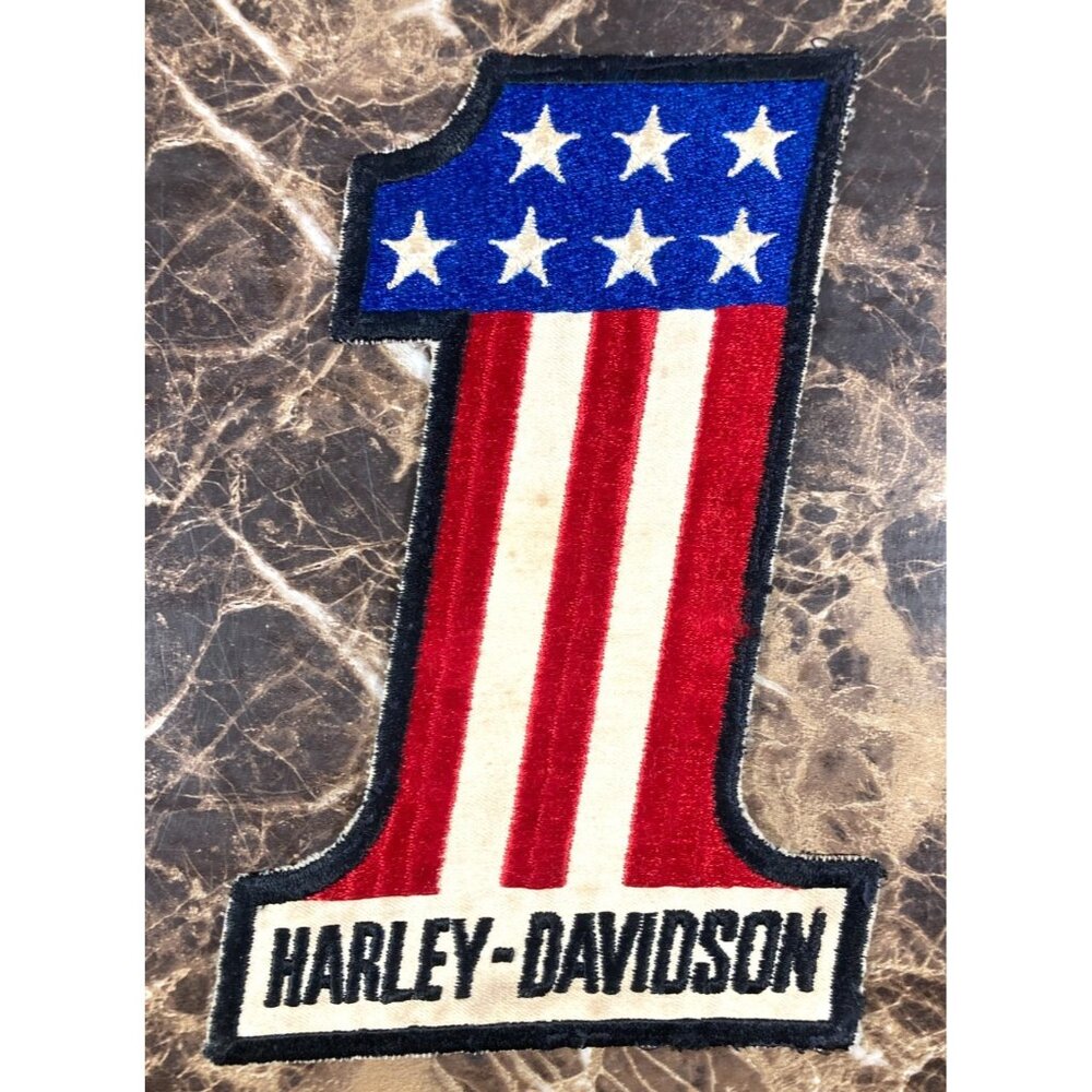 Harley Davidson Vintage #1 Back Patch 8" Red White Blue Evel Knievel Jacket Vest
